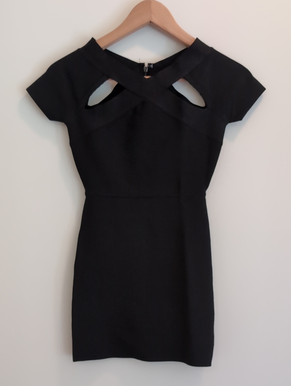 Classic Black Cutout Cap-Sleeve Dress